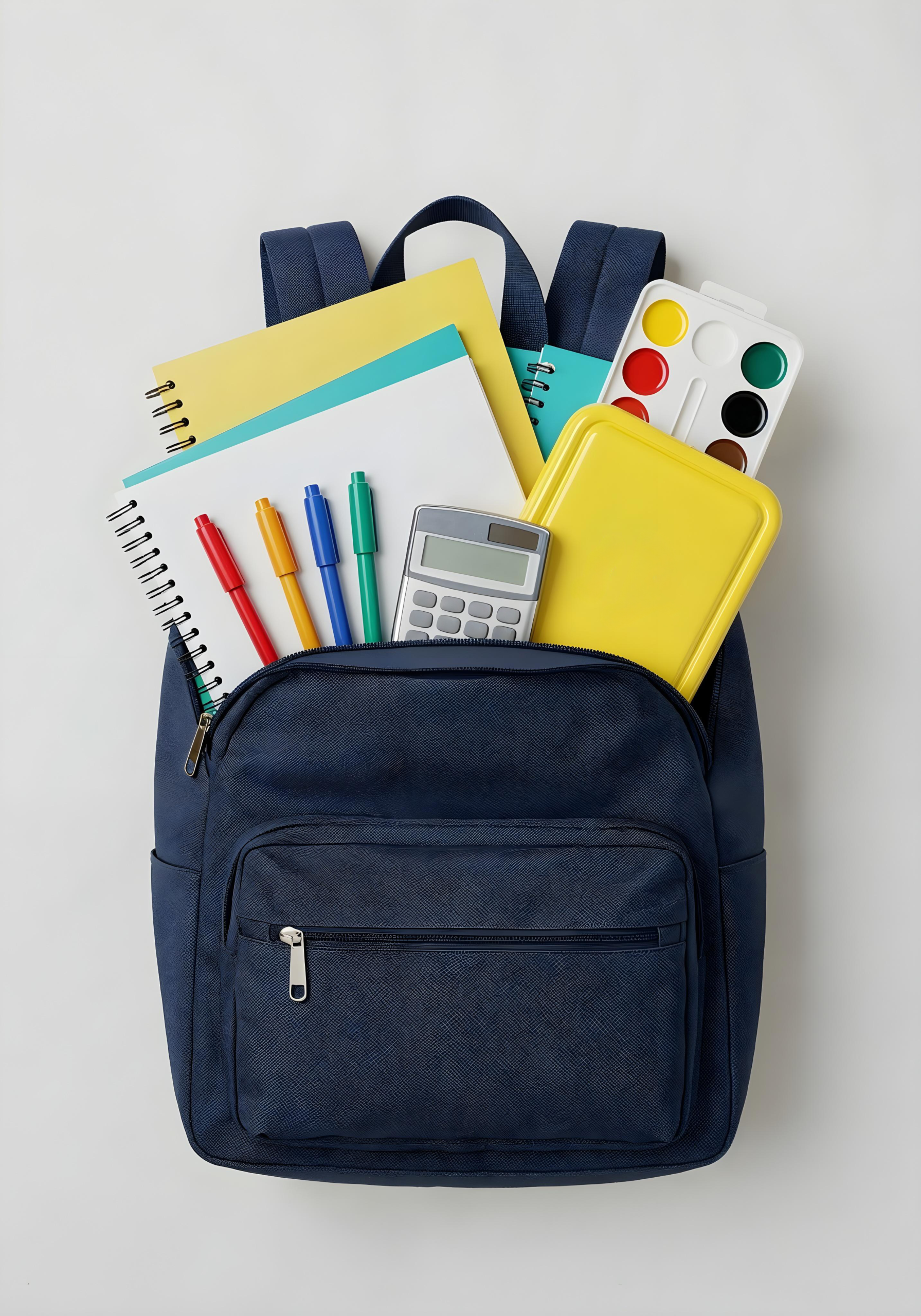 school backpack with supplies